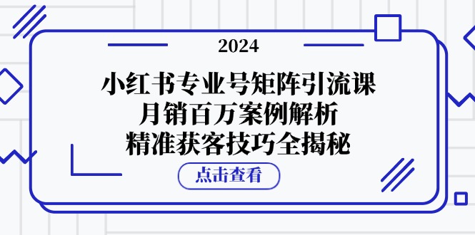 fy7239 期 – 小红书专业号矩阵引流教程，月销百万实例剖析，精准获客妙招大揭秘-多多网创