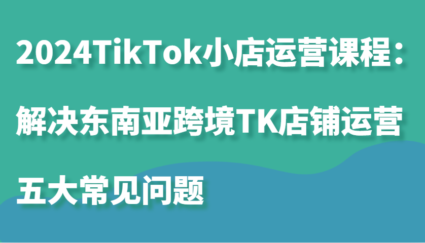 fy7981 期——2024 年 TikTok 小店运营课程：对东南亚跨境 TK 店铺运营的五大常见问题予以解决。-多多网创