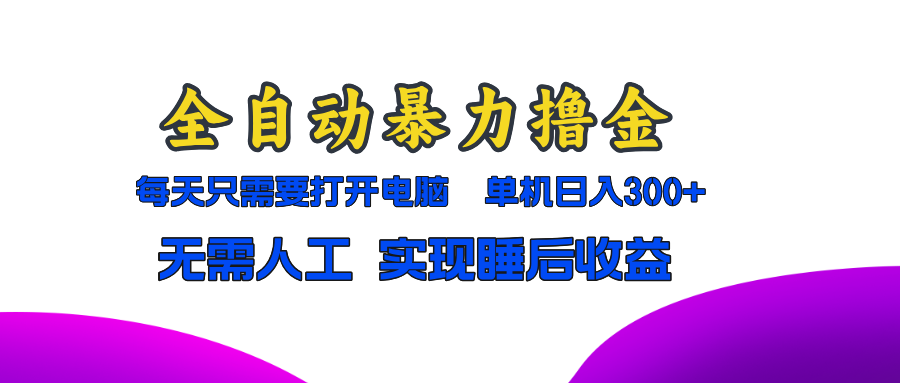 （13186期）全自动暴力撸金，只需要打开电脑，单机日入300+无需人工，实现睡后收益-多多网创