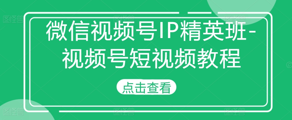 mp12444 期——微信视频号 IP 精英班之视频号短视频教程。-多多网创