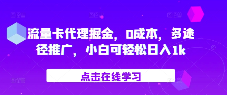 MP12508 期——流量卡代理挖掘财富机遇，无需成本，通过多种途径进行推广，即便是小白也能轻松实现日入 1k。-多多网创