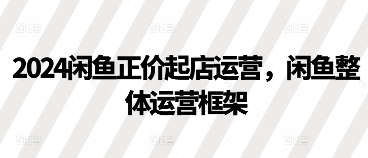 MP12525 期——2024 年闲鱼正价起店之运营以及闲鱼的整体运营架构。-多多网创