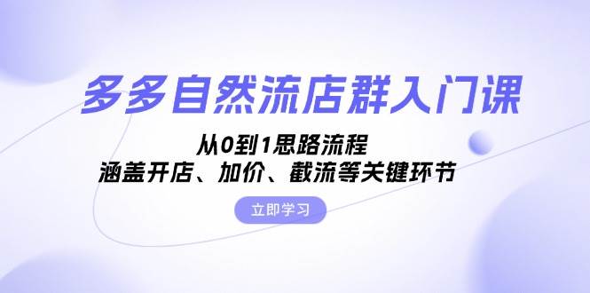 fy8286 期——多多自然流店群的入门课程，关于从 0 到 1 的思路流程，其中涵盖了开店、加价、截流等关键环节。-多多网创