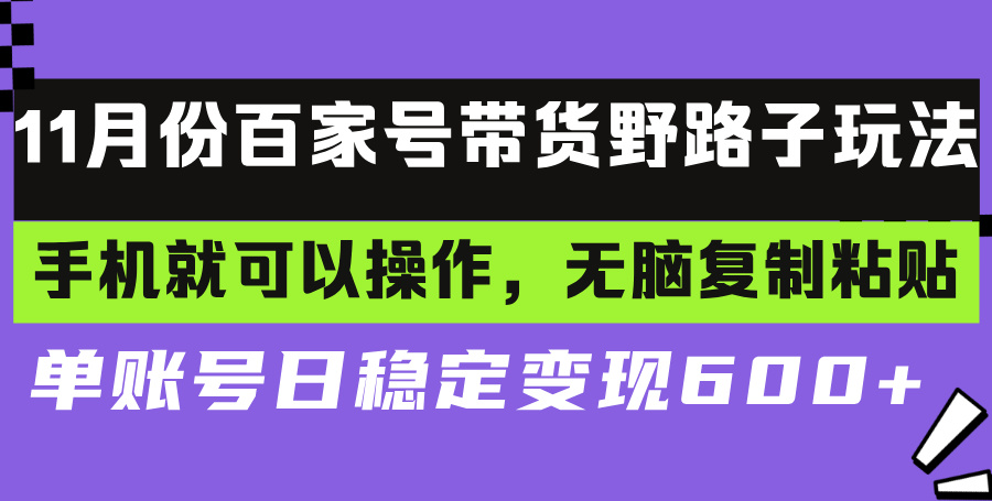 （13281 期）百家号带货的别样野路子玩法，仅通过手机便能进行操作，简单无脑的复制粘贴，单账号每日可稳定实现变现……-多多网创