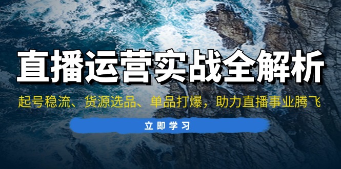 （13294 期）直播运营实战的全面剖析：起号的稳定引流、货源的选品策略、单品的强力打爆，全力助推直播事业振翅高飞。-多多网创