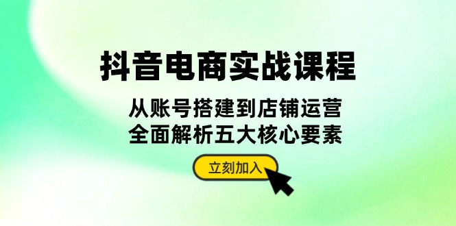 （第 13350 期）抖音电商实战课程：涵盖从账号搭建至店铺运营，对五大核心要素予以全面解析。-多多网创