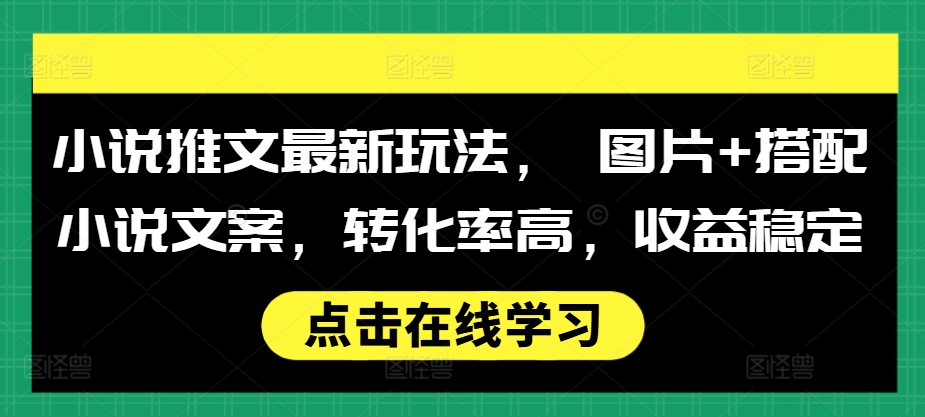 MP12784 期——小说推文的全新玩法，即图片与小说文案相搭配，其转化率颇高，收益平稳。-多多网创