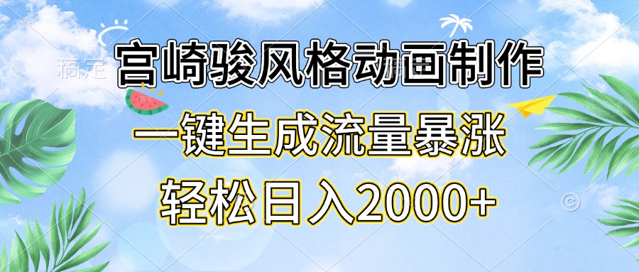 （13386 期）宫崎骏式风格的动画制作，一键即可生成，流量迅猛暴涨，轻松实现每日收入 2000+。-多多网创