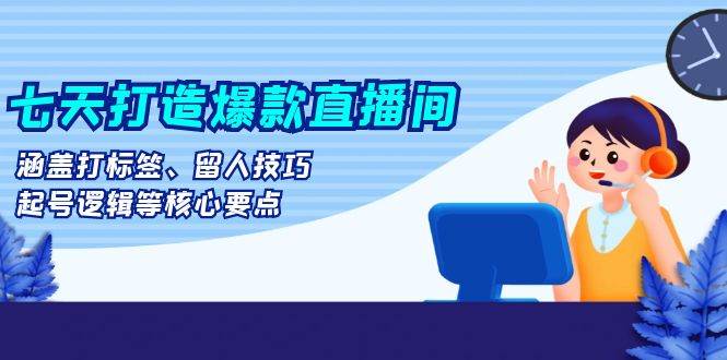 fy8557 期——七天塑造爆款直播间：包含打标签、留人技巧、起号逻辑等核心要点。-多多网创