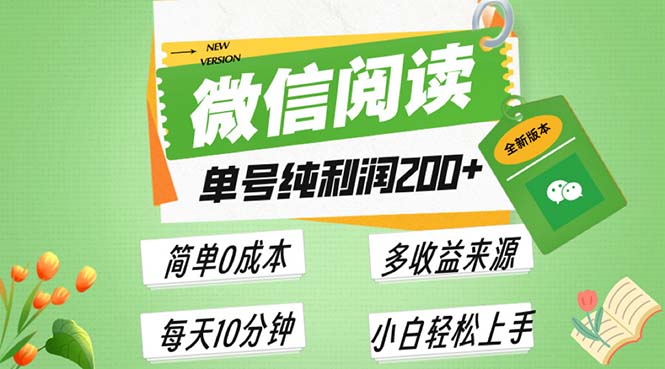 （13425 期）全新的微信阅读 6.0 版本来袭，每日仅需 5 分钟，单号利润可达 200 元以上，还能够进行批量放大操作，极为简单且零成本。-多多网创