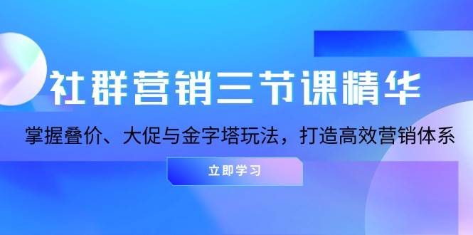 fy8691 期——社群营销三节课之精华：掌握叠价、大促以及金字塔玩法，构建起高效的营销体系。-多多网创