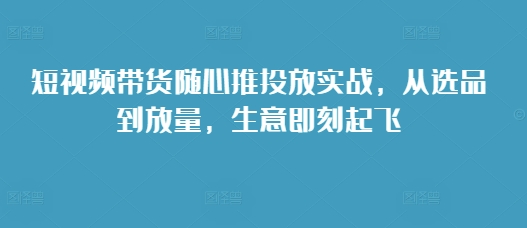 mp13102 期—短视频带货随心推投放实战，自选品至放量，让生意瞬间腾飞。-多多网创