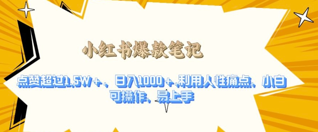MP13459 期——通过对人性痛点的利用，塑造出爆款笔记，收获点赞超 1.5 万，每日入账达 1000 元。-多多网创