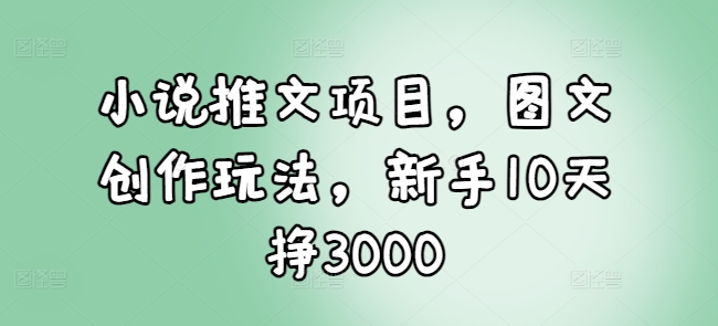 MP14047 期——小说推文项目之图文创作玩法，新手十日可挣 3000。-多多网创