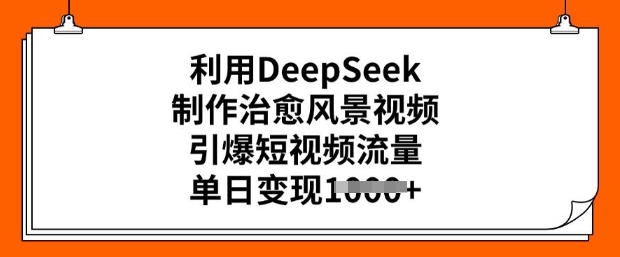 mp17031期-利用DeepSeek制作治愈风景视频，引爆短视频流量，单日变现多张-多多网创