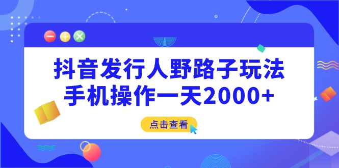 （14319期）抖音发行人野路子玩法，手机操作一天2000+-多多网创