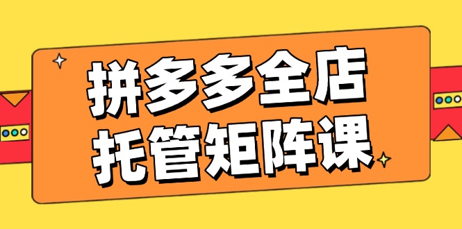 （14328期）拼多多全店托管矩阵课，盈利动销玩法，高效计划设置，提升店铺效益-多多网创