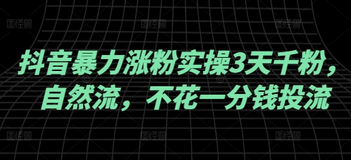 mp17178期-抖音涨粉实操3天千粉，自然流，不花一分钱投流，实操经验分享-多多网创