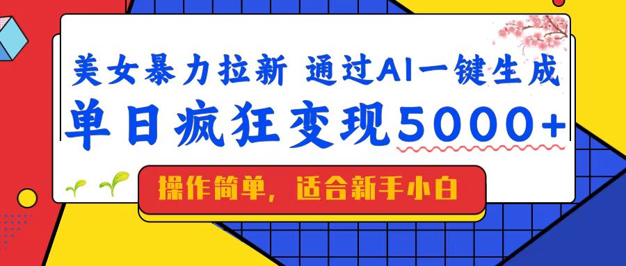 （14347期）美女 拉新，通过AI一键生成，单日疯狂变现5000+，纯小白一学就会！-多多网创