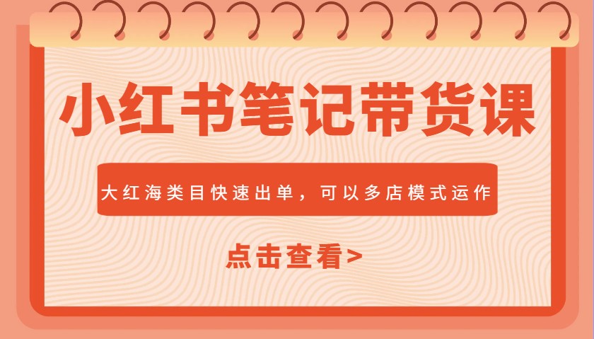 fy11547期-小红书笔记带货课，大红海类目快速出单，市场大，可以多店模式运作-多多网创