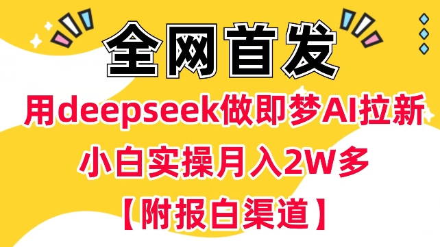 mp17296期-用deepseek做即梦Ai拉新 小白实操月入过W+【附报白渠道】-多多网创
