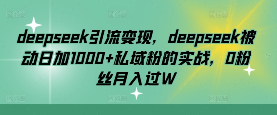 mp17313期-deepseek引流变现，deepseek被动日加1000+私域粉的实战，0粉丝月入过W-多多网创