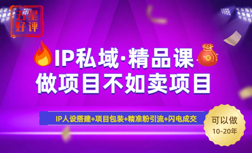 （14406期）2025年“IP私域·密训精品课”，日赚3000+小白避坑年赚百万， 引流…-多多网创