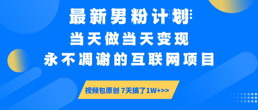 （14473期）最新男粉计划6.0玩法，永不凋谢的互联网项目 当天做当天变现，视频包原…-多多网创