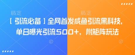 mp17823期-【引流必备】全网首发咸鱼引流黑科技，单日曝光引流500+，附矩阵玩法-多多网创