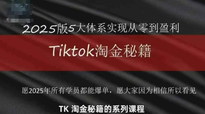 mp22015期-TikTok跨境2025淘金秘籍，​2025TikTok从0到盈利变现-多多网创
