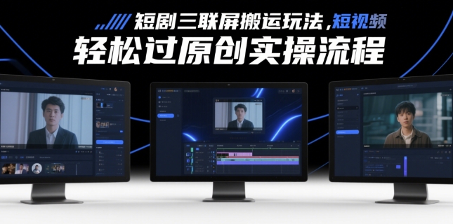 mp23153期-短剧三联屏搬运玩法，短剧搬运轻松过原创实操流程-多多网创