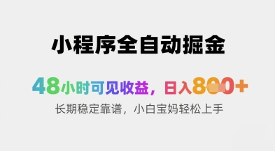 mp23166期-小程序全自动掘金，48小时可见收益，日入8张+长期稳定靠谱，小白宝妈轻松上手-多多网创