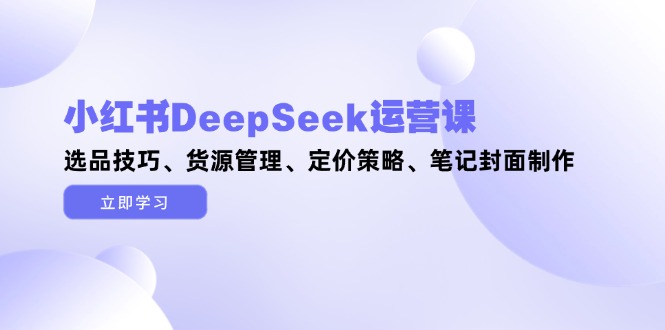 （14748期）小红书DeepSeek运营课，选品技巧、货源管理、定价策略、笔记封面制作-多多网创
