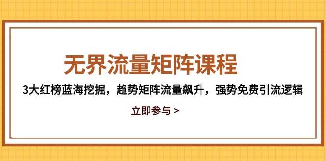 fy13701期-无界流量矩阵课程，3大红榜蓝海挖掘，趋势矩阵流量飙升，强势免费引流逻辑-多多网创