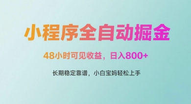 mp23344期-微信小程序全自动掘金，48小时可见收益，日入多张，长期稳定靠谱，小白宝妈轻松上手-多多网创