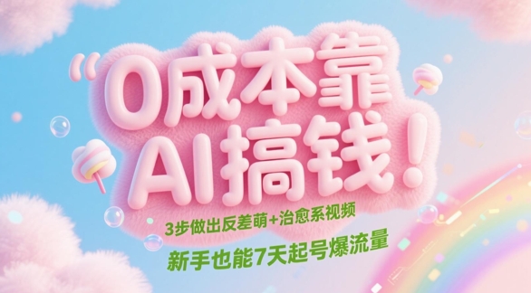 mp23473期-0成本靠AI搞钱！3步做出反差萌+治愈系视频，新手也能7天起号爆流量-多多网创