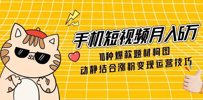 fy13804期-手机短视频月入6万，10种爆款题材构图，动静结合涨粉变现运营技巧-多多网创