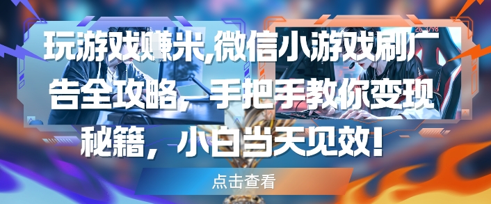 mp23669期-玩游戏挣米，微信小游戏刷广告全攻略，手把手教你变现秘籍，小白当天见效-多多网创