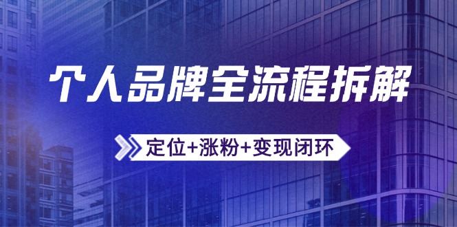 （14799期）个人品牌全流程拆解：定位+涨粉+变现闭环，微信生态运营与资源整合-多多网创