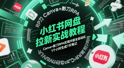 mp23849期-小红书网盘拉新实战教程，Canva+影刀RPA实现内容全自动化，1个小时生成7天笔记-多多网创