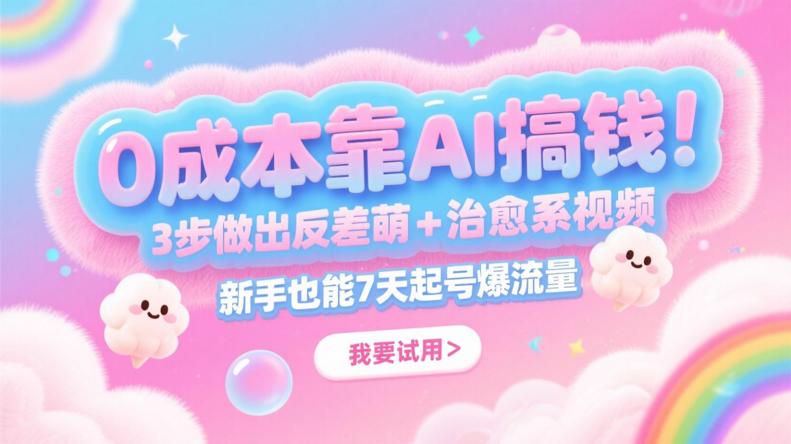 fy13925期-0成本靠AI搞钱！3步做出反差萌+治愈系视频，新手也能7天起号爆流量，月入5位数-多多网创