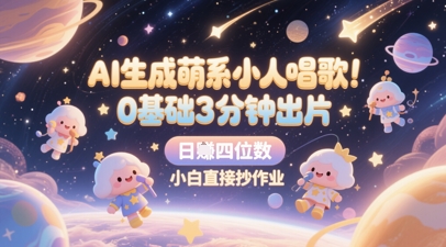 mp24062期-AI生成萌系小人唱歌，0基础3分钟出片，28个作品涨粉8.9W，单条最高19W赞，日入四位数，小白直接抄作业-多多网创