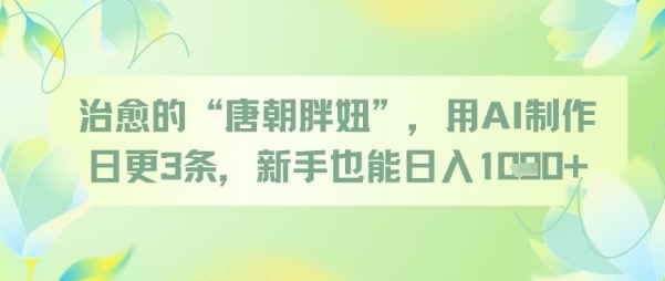 mp24164期-治愈的“唐朝胖妞”，用AI制作日更3条，新手也能日入多张-多多网创