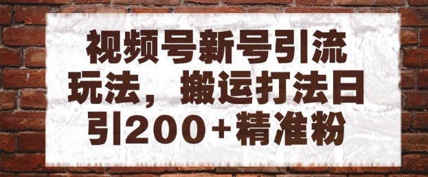 mp24275期-视频号新号引流玩法，搬运打法日引200+精准粉，可矩阵放大-多多网创