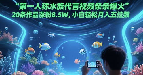mp24278期-第一人称水族代言视频条条爆火，20条作品涨粉8.5W，小白轻松月入五位数-多多网创