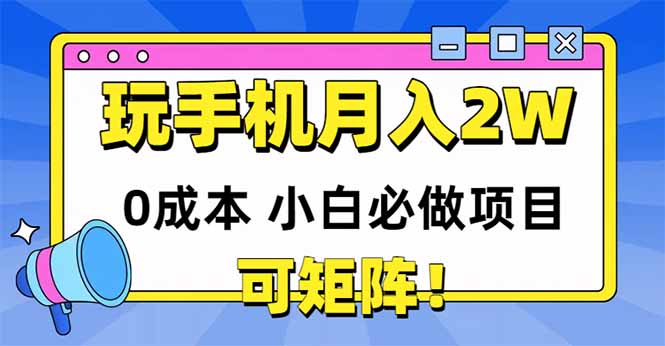 （14879期）玩玩手机月入20000+，0成本小白必做项目，可矩阵-多多网创