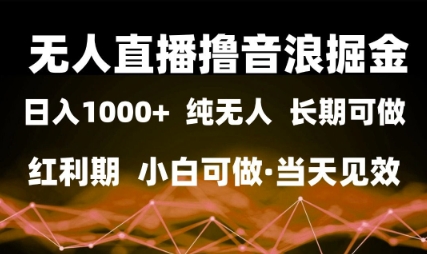 mp24548期-无人直播撸音浪掘金，日入1k+，纯无人红利期，小白可做，当天见效-多多网创
